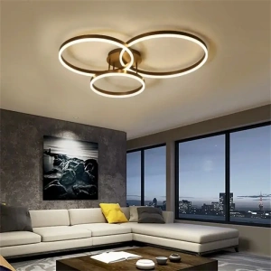 Lustra LED Neagră Hera, 160W, 3 Cercuri 50cm+40cm+30cm - Img 2