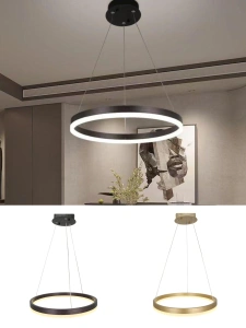 Lustra Led Suspendata Noella D400 80W Neagra - Img 2