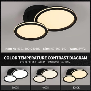 Lustra Neagra Led Hanne, 38×2w, Telecomanda - Img 2