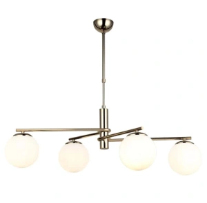 Lustra Suspendata SERILDA GOLDEN 4 Globuri Alb Mat - Img 3