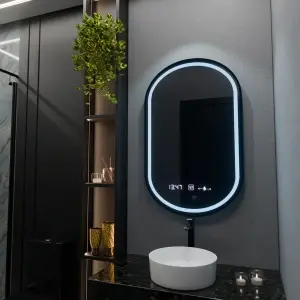 Oglinda LED Ovala, 50x80cm, Premium Alessia MotionGlow Marcello, Sistem Dezaburire, Ceas & Termometru, Dimabila - Img 4
