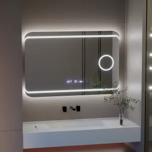 Oglinda LED Rectangulara, 100x60cm, Premium Definition MotionGlow Marcello, Sistem Dezaburire, Ceas & Termometru, Lupa Cosmetica, Dimabila - Img 5