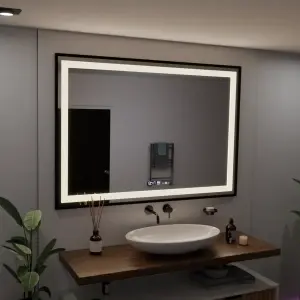 Oglinda LED Rectangulara, 100x65cm, Premium Verite Majeste Noir Motion Glow Marcello, Sistem Dezaburire, Ceas & Termometru, Dimabila - Img 3