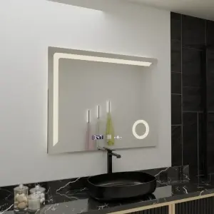 Oglinda LED Rectangulara, 100x80cm, Premium Precision MotionGlow Marcello, Sistem Dezaburire, Ceas & Termometru, Lupa Cosmetica, Dimabila - Img 4