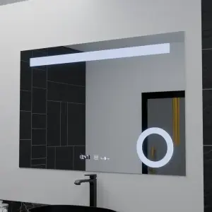 Oglinda LED Rectangulara, 120x80cm, Premium ABSOLU MotionGlow Marcello, Sistem Dezaburire, Ceas & Termometru, Lupa Cosmetica, Dimabila - Img 5