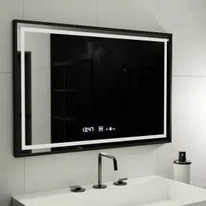 Oglinda LED Rectangulara, 120x80cm, Premium Verite Majeste Noir Motion Glow Marcello, Sistem Dezaburire, Ceas & Termometru, Dimabila - Img 5