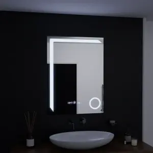 Oglinda LED Rectangulara, 60x80cm, Premium Precision MotionGlow Marcello, Sistem Dezaburire, Ceas & Termometru, Lupa Cosmetica, Dimabila - Img 4