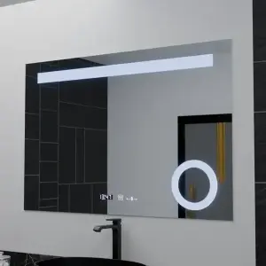 Oglinda LED Rectangulara, 80x60cm, Premium ABSOLU MotionGlow Marcello, Sistem Dezaburire, Ceas & Termometru, Lupa Cosmetica, Dimabila - Img 5