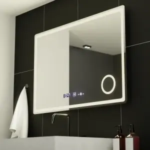Oglinda LED Rectangulara, 90x60cm, Premium Velour MotionGlow Marcello, Sistem Dezaburire, Ceas & Termometru, Lupa Cosmetica, Dimabila - Img 4