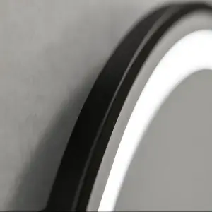 Oglinda LED Rotunda, 80cm, Premium Celeste Majesté Noir MotionGlow Marcello, Sistem Dezaburire, Ceas & Termometru, Dimabila - Img 3