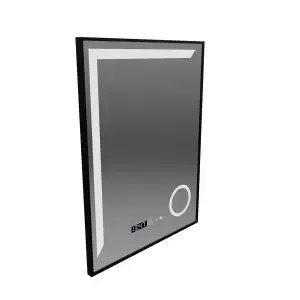 Oglinda LED Senzor Premium MotionGlow Francesca, 60x80cm, Lumina Calda/Rece/Neutra Dimabila Rama Negru Brushed Sistem Dezaburire Termometru Ceas - Img 5