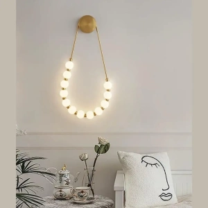 Aplica de Perete Aurie Celia, Globuri Albe, Design Sirag de Perle