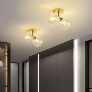 Lustra Aurie Zephea 2 Globuri Transparente G9 120×320×200mm - Img 3