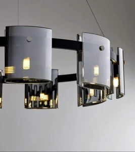 Lustra LED Moderna Gold Black 80 cm Glass G9 X 9 - Img 3