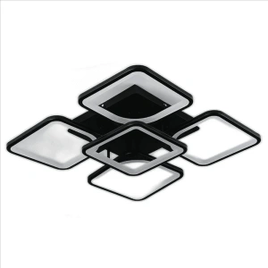 Lustra LED Neagra 5 Patrate, Telecomanda Wifi 2.4G 120W