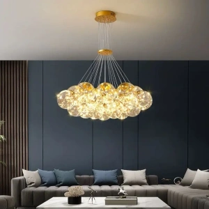 Lustra LED Suspendată Anicia Eleganta cu 13 Globuri, Auriu