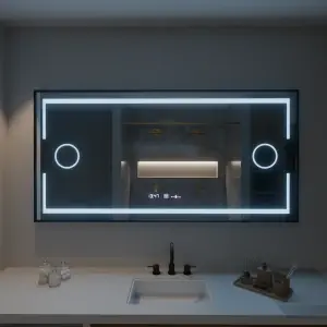 Oglinda LED Rectangulara, 160x80cm, Premium, Senzor Motion Glow Marcello, Sistem Dezaburire, Ceas & Termometru, Lupa Cosmetica, Dimabila - Img 4