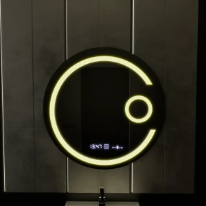 Oglinda LED Rotunda, 60cm, Premium Visio MotionGlow, Sistem Dezaburire, Ceas & Termometru, Lupa Cosmetica, Dimabila - Img 5