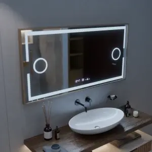 Oglinda LED Senzor MotionGlow Premium Isabell, 120x80 cm, Dezaburire Termometru Ceas, Lumina Calda/Rece/Neutra Dimabila, Rama Rose Gold Brushed - Img 4