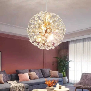 Candelabru Auriu Iverna Glob Cristal D30cm 6xG9 - Img 3