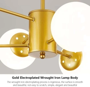 Lustra Elysa Gold 6 Globuri Albe Mat E27 Max 60w/Bec - Img 3