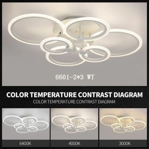 Lustra LED Alba 6 cercuri Telecomanda Wifi 2.4G - Img 2