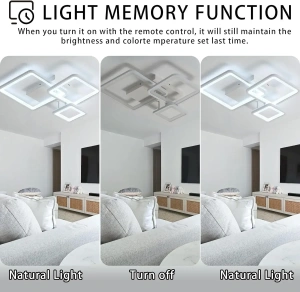 Lustra LED Albă Kara, Design Patrate, Telecomandă, 88W - Img 4