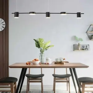 Lustra LED Natalie Black 5 Surse iluminat 60W - Img 3