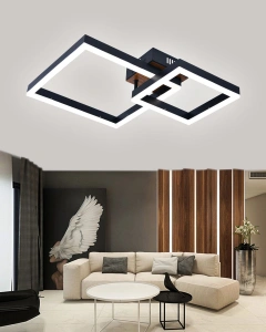 Lustra Led Neagra Revel 2 Patrate L570 36X2W