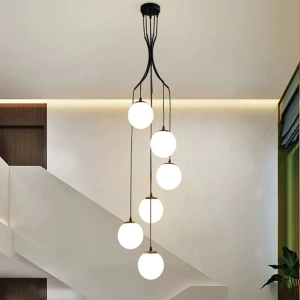 Lustra Neagra Amorys 6 Globuri Albe D450X1200 E27