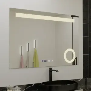 Oglinda LED Rectangulara, 100x75cm, Premium ABSOLU MotionGlow Marcello, Sistem Dezaburire, Ceas & Termometru, Lupa Cosmetica, Dimabila - Img 5