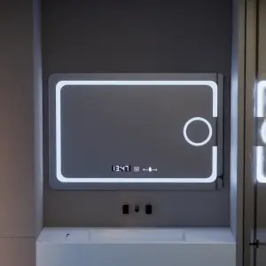 Oglinda LED Rectangulara, 110x75cm, Premium Eclat MotionGlow Marcello, Sistem Dezaburire, Ceas & Termometru, Lupa Cosmetica, Dimabila - Img 4