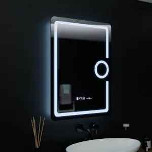 Oglinda LED Rectangulara, 60x80cm, Premium Eclat MotionGlow Marcello, Ceas & Termometru, Sistem Dezaburire, Lupa Cosmetica, Dimabila - Img 2