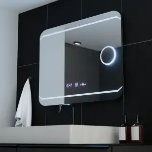 Oglinda LED Rectangulara, 80x60cm, Premium Stile MotionGlow Marcello, Sistem Dezaburire, Ceas & Termometru, Lupa Cosmetica, Dimabila - Img 5