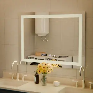 Oglinda LED Rectangulara, 80x60cm, Premium Verite MotionGlow Marcello, Sistem Dezaburire, Ceas & Termometru, Dimabila - Img 4
