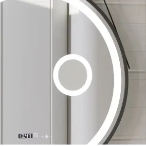 Oglinda LED Rotunda, 60cm, Premium Micah Senzor MotionGlow Marcello, Sistem Dezaburire, Ceas & Termometru, Lupa Cosmetica, Dimabila - Img 4