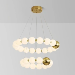 Lustra Calista Eleganta LED cu Globuri Albe Mat, Auriu - Img 2