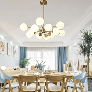 Lustra Isabeau Gold 12 Globuri Albe Mat E27 - Img 3