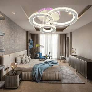 Lustra LED Cristal Aria Oțel inoxidabil Telecomanda 77W - Img 1