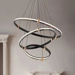 Lustra LED Neagra Alania 3 Cercuri 115W 40cm+60cm+80cm