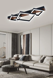 Lustra Led Neagra Mireya L720 3 Patrate 50X2W