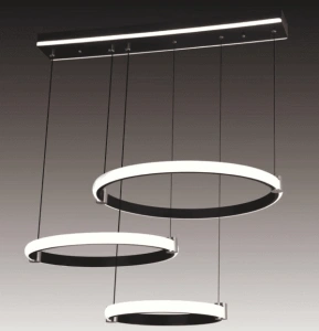 Lustra LED Neagra Zafira Cercuri 100W 30cm+40cm+50cm