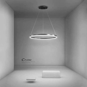 Lustra LED Suspendată Delphina, 60 cm, Neagră Tip Cerc 100W - Img 2