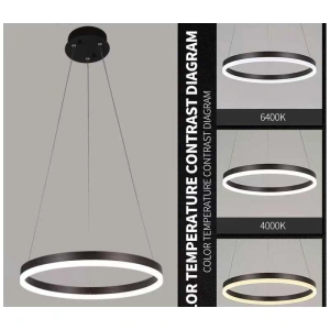 Lustra Led Suspendata Noella D400 80W Neagra - Img 3