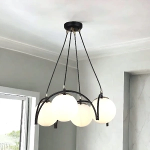 Lustra Neagră Melania, 4 Globuri Albe, 4xE27, 60W x 4