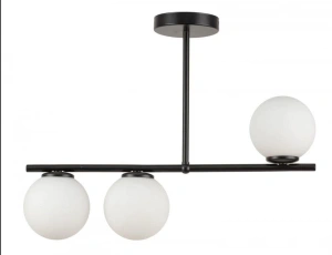 Lustra Neagra Talitha 3 Globuri Albe Bara 3xE27