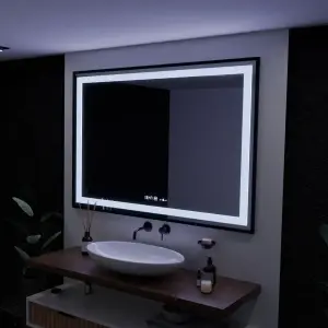 Oglinda LED Rectangulara, 100x65cm, Premium Verite Majeste Noir Motion Glow Marcello, Sistem Dezaburire, Ceas & Termometru, Dimabila - Img 4