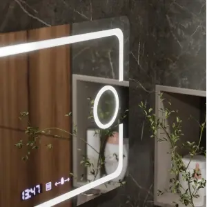 Oglinda LED Rectangulara, 120x80cm, Premium Eclat MotionGlow Marcello, Sistem Dezaburire, Ceas & Termometru, Lupa Cosmetica, Dimabila - Img 6