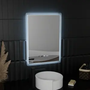 Oglinda LED Rectangulara, 50x70cm, Premium Zampa Senzor MotionGlow Marcello, Sistem Dezaburire, Ceas & Termometru, Dimabila