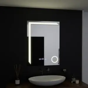 Oglinda LED Rectangulara, 60x80cm, Premium Precision MotionGlow Marcello, Sistem Dezaburire, Ceas & Termometru, Lupa Cosmetica, Dimabila - Img 5